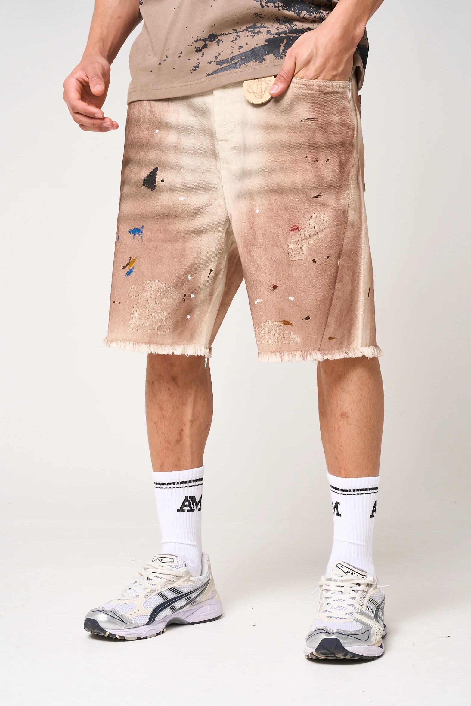Abasalo Beige Denim Shorts - Image 2