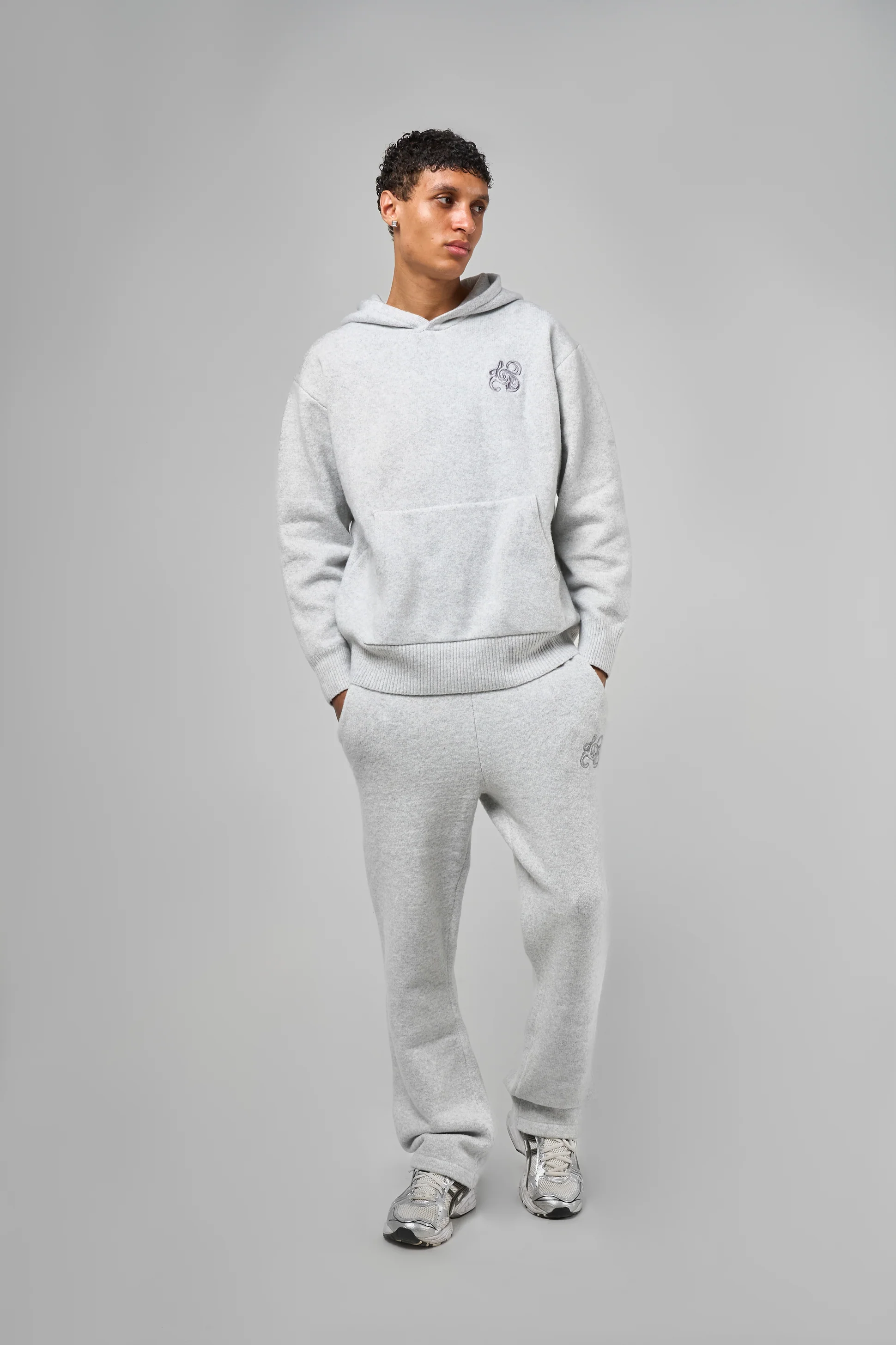 Amos Grey Knitted Hoodie - Image 3