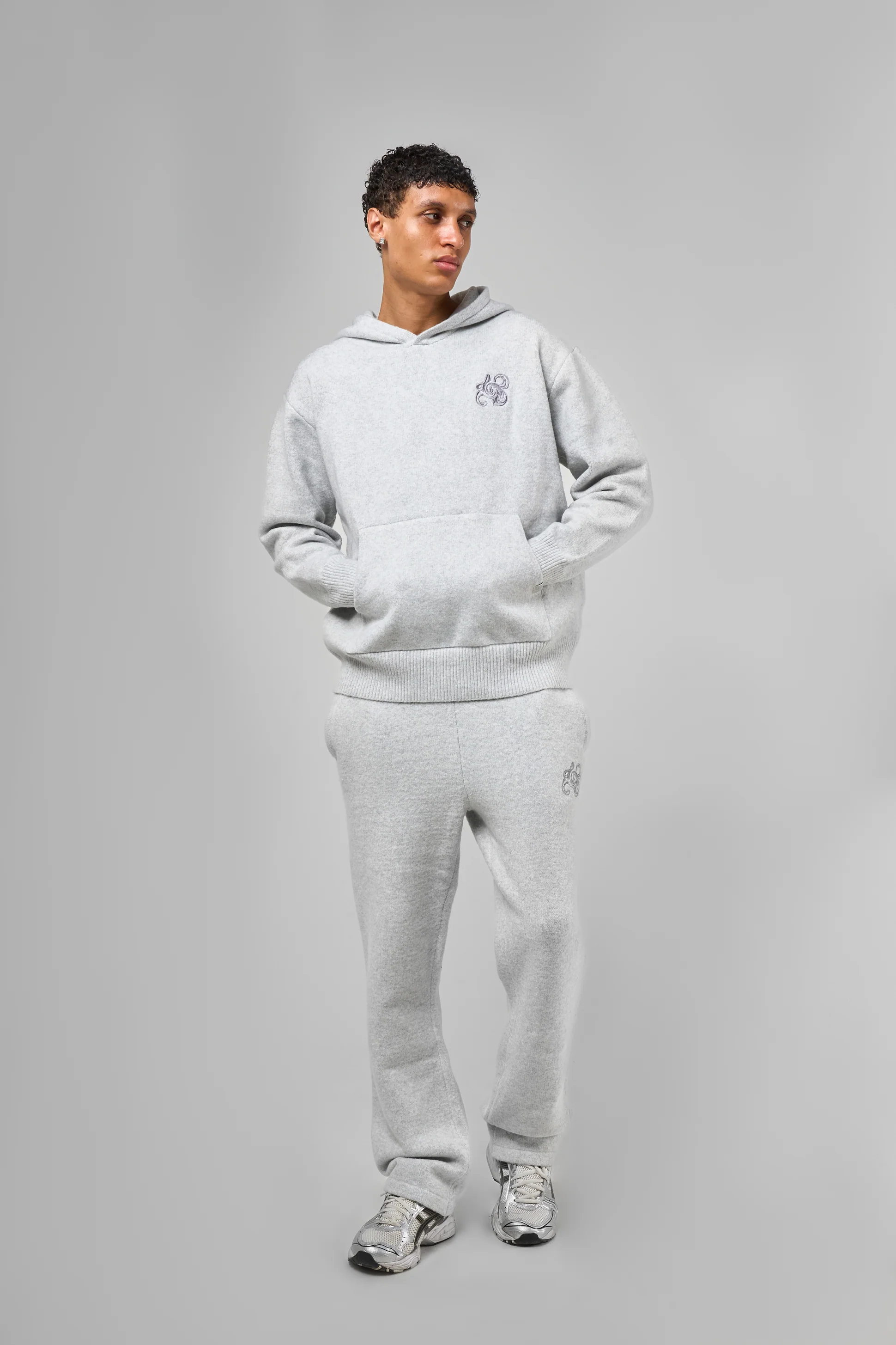 Amos Grey Knitted Hoodie - Image 7