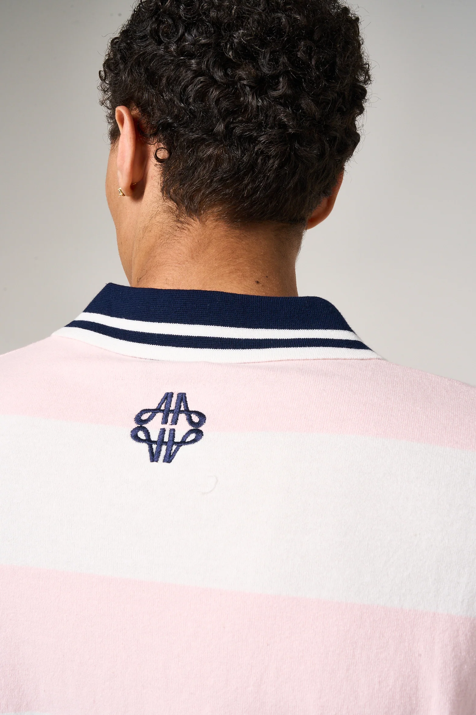 Avendia Striped Knitted Polo Pink - Image 6