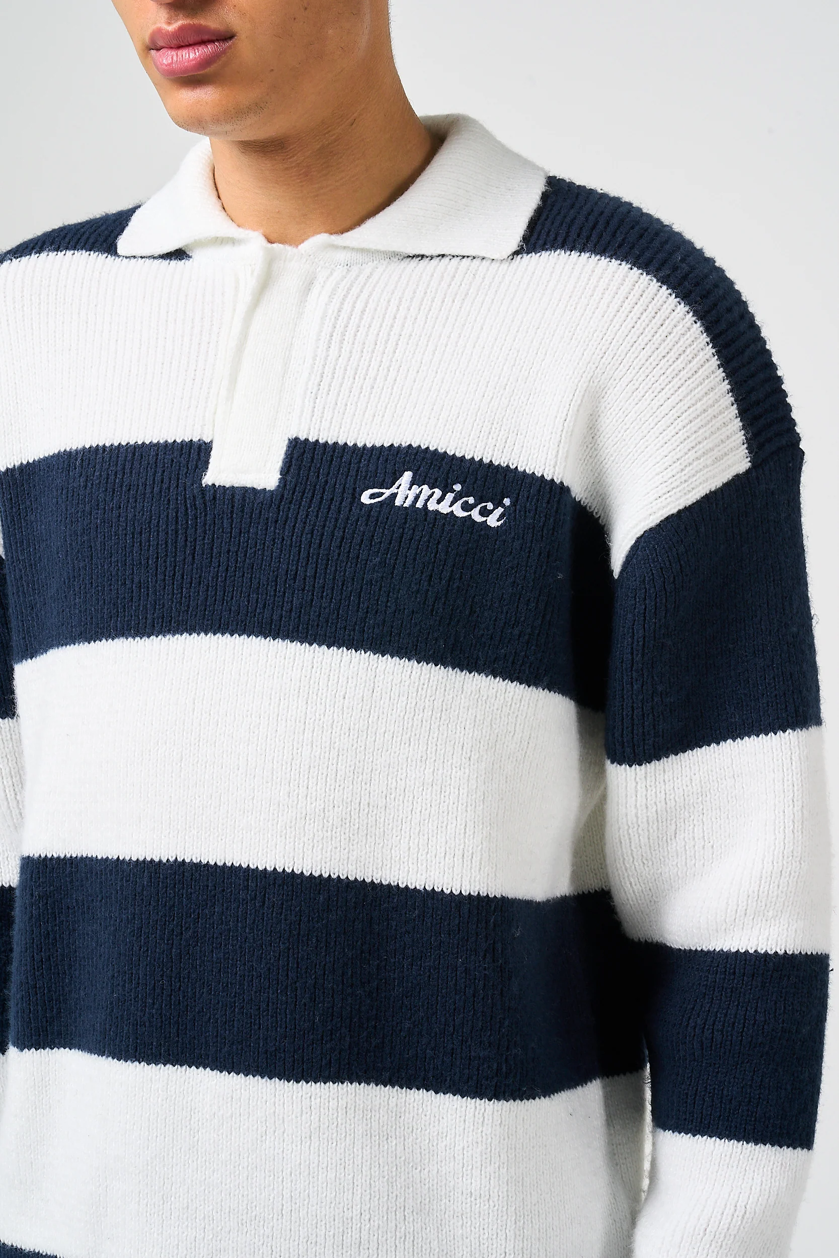Awing Navy Striped Knitwear Sweatshirt - Image 5