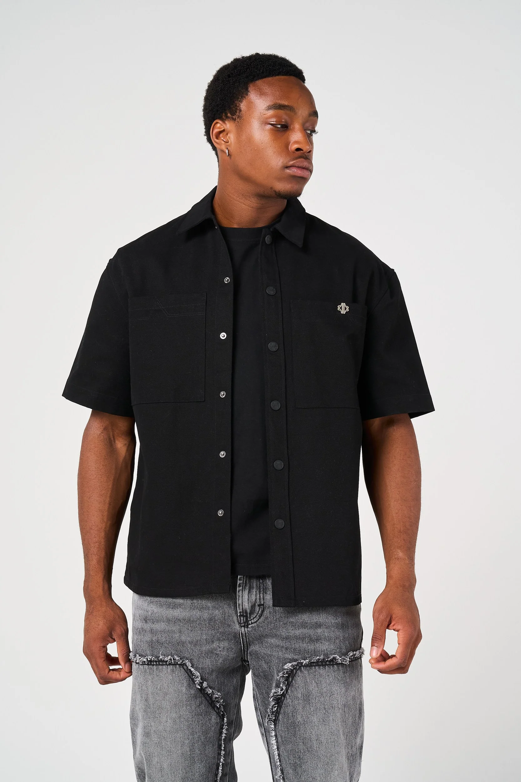 Blaise Cotton Twill Black Shirt - Image 6