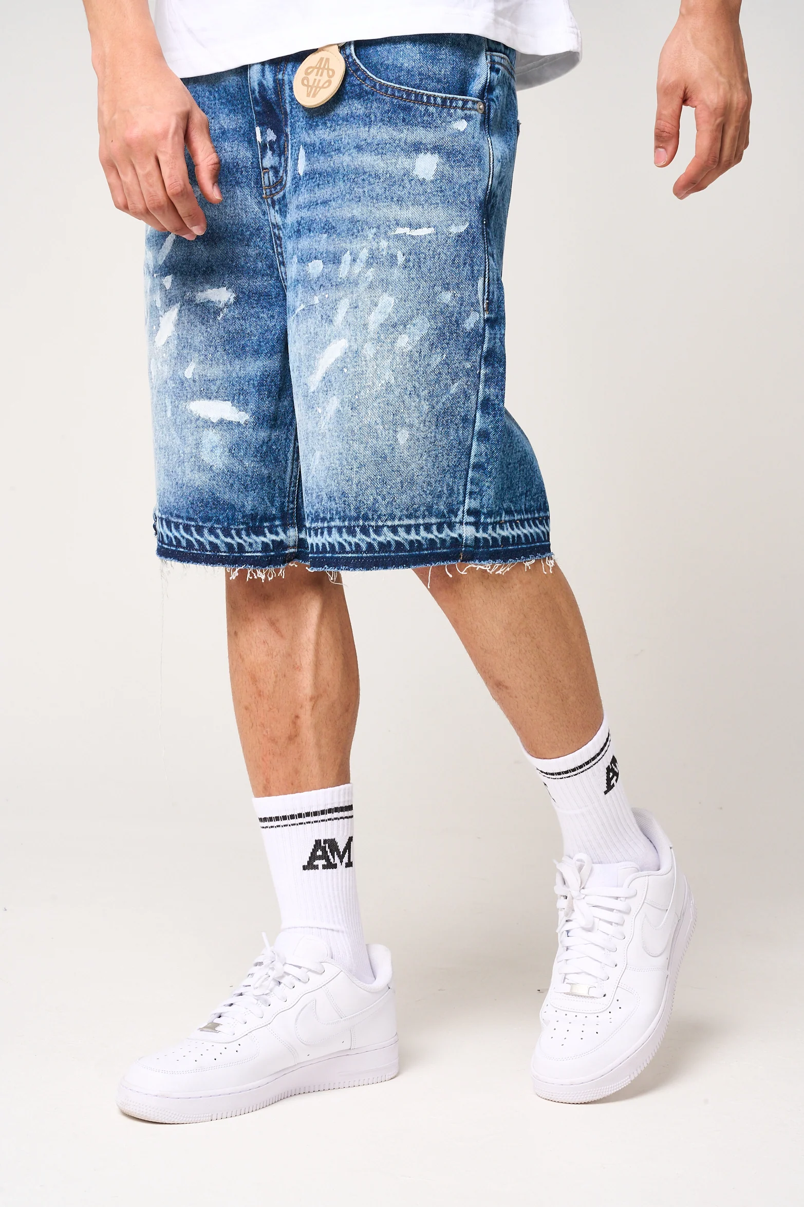 Cardenas Paint Splat Denim Short Blue - Image 4