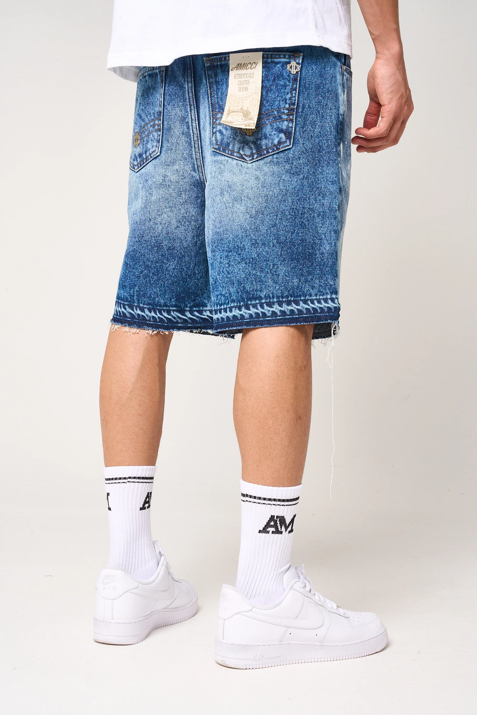 Cardenas Paint Splat Denim Short Blue - Image 6