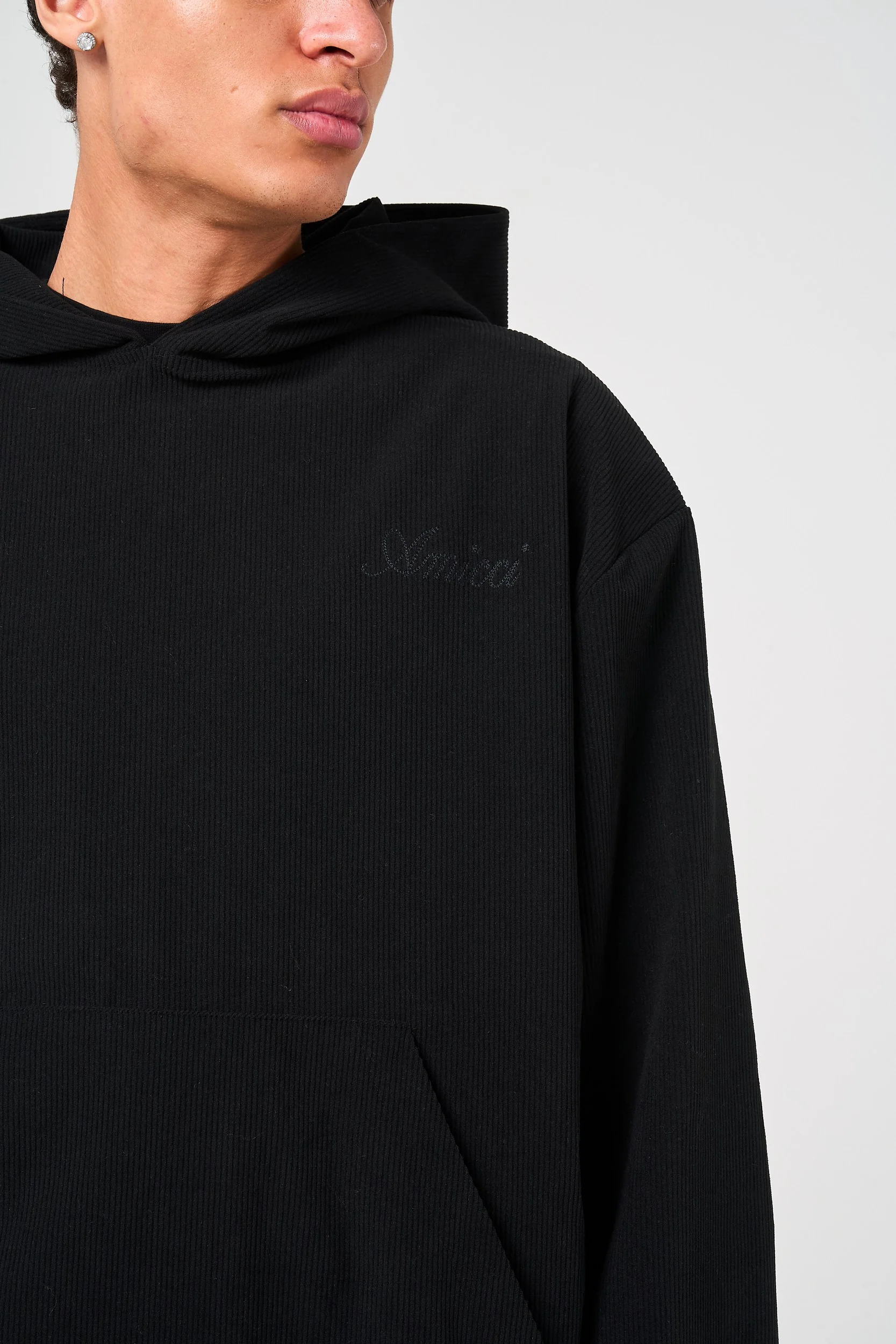 Cylinder Black Needlecord Hoodie - Image 4