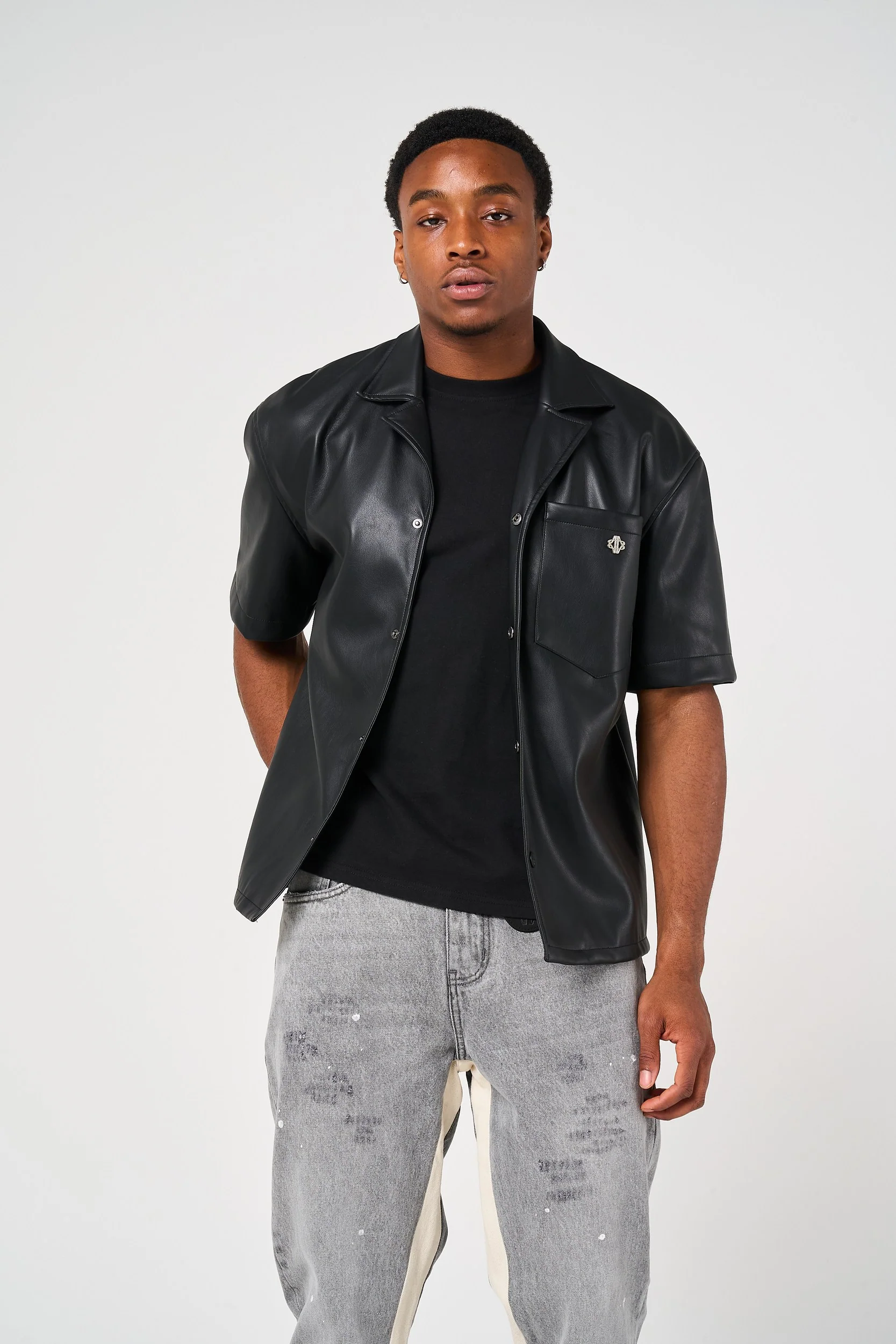 Drīver Leather Overshirt Black - Image 3