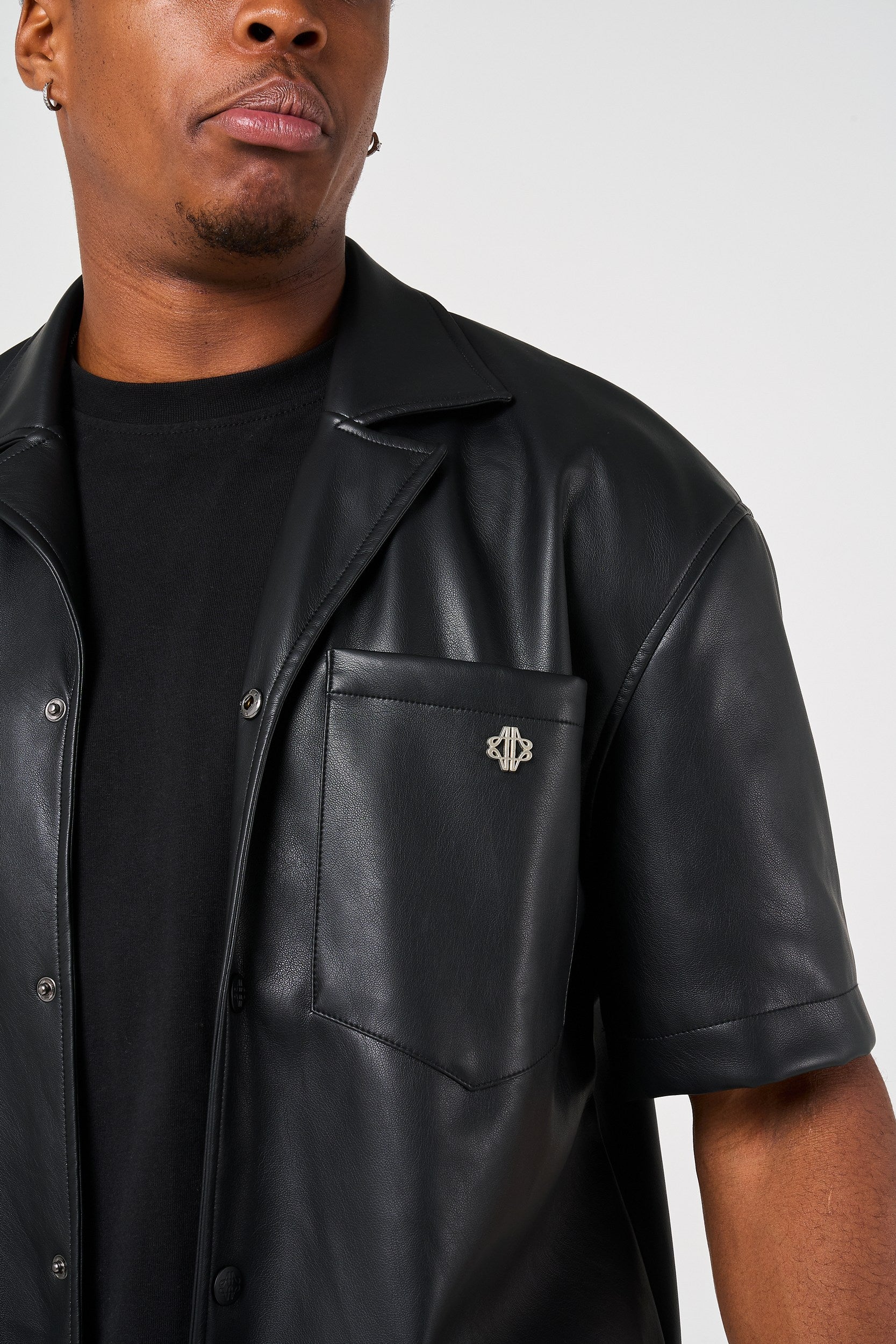 Drīver Leather Overshirt Black - Image 5