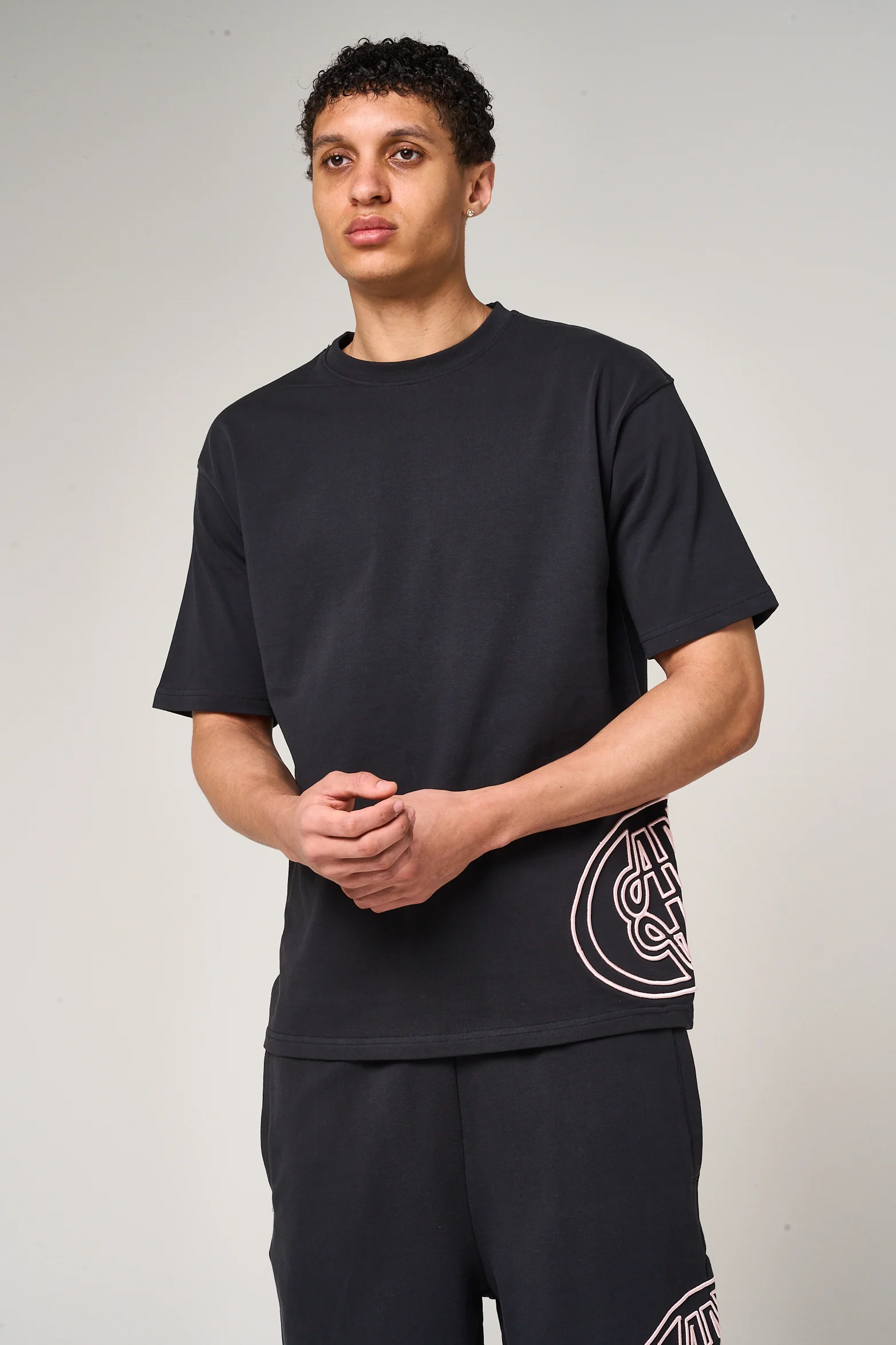 Fares Logo Embroidery T Shirt Black