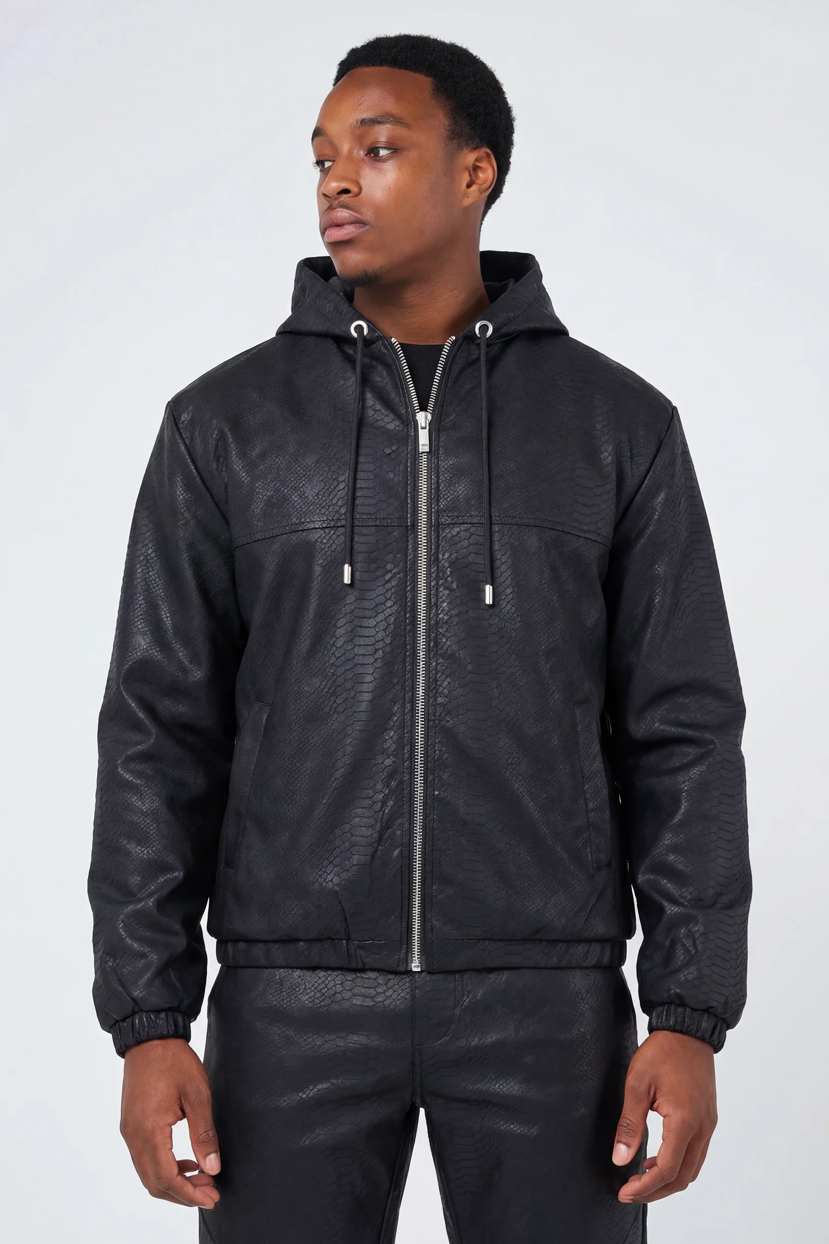 Isandro Black Croc Leather Jacket - Image 5