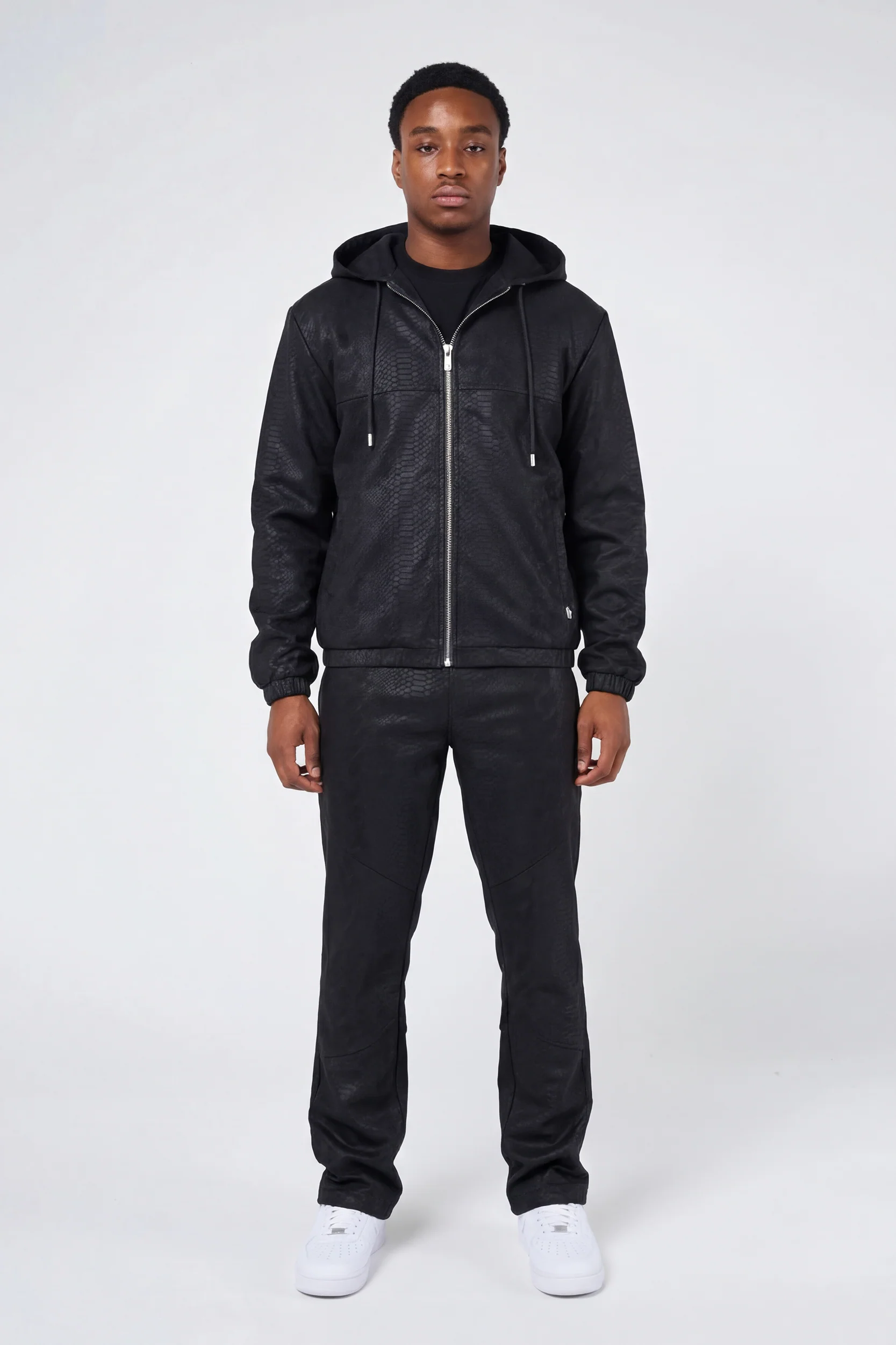 Isandro Black Croc Leather Jacket - Image 6