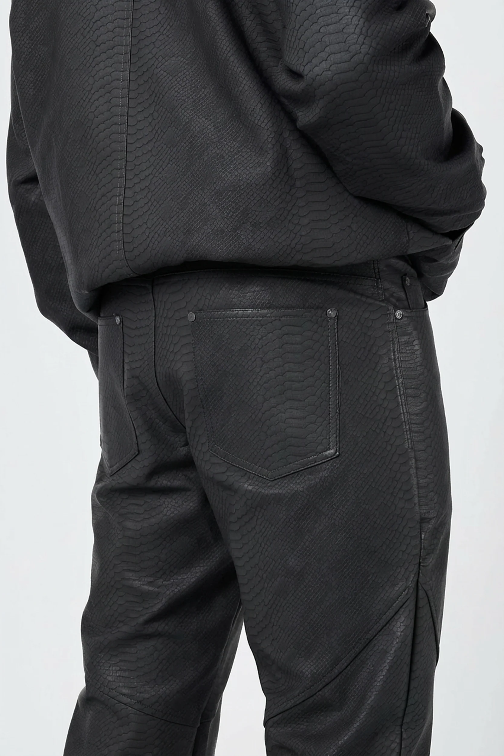 Isandro Black Croc Leather Pants - Image 5