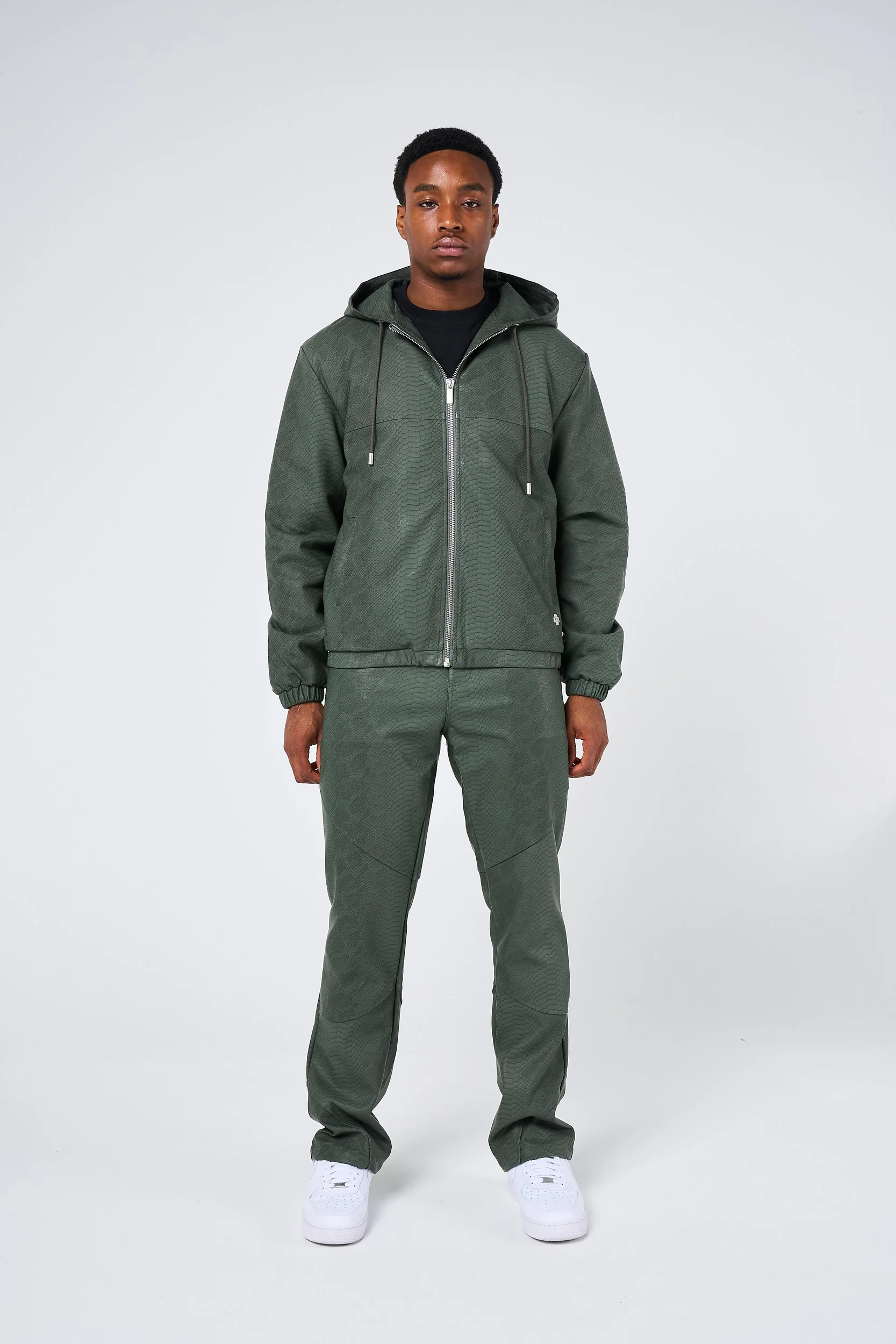 Isandro Khaki Croc Leather Pants - Image 7