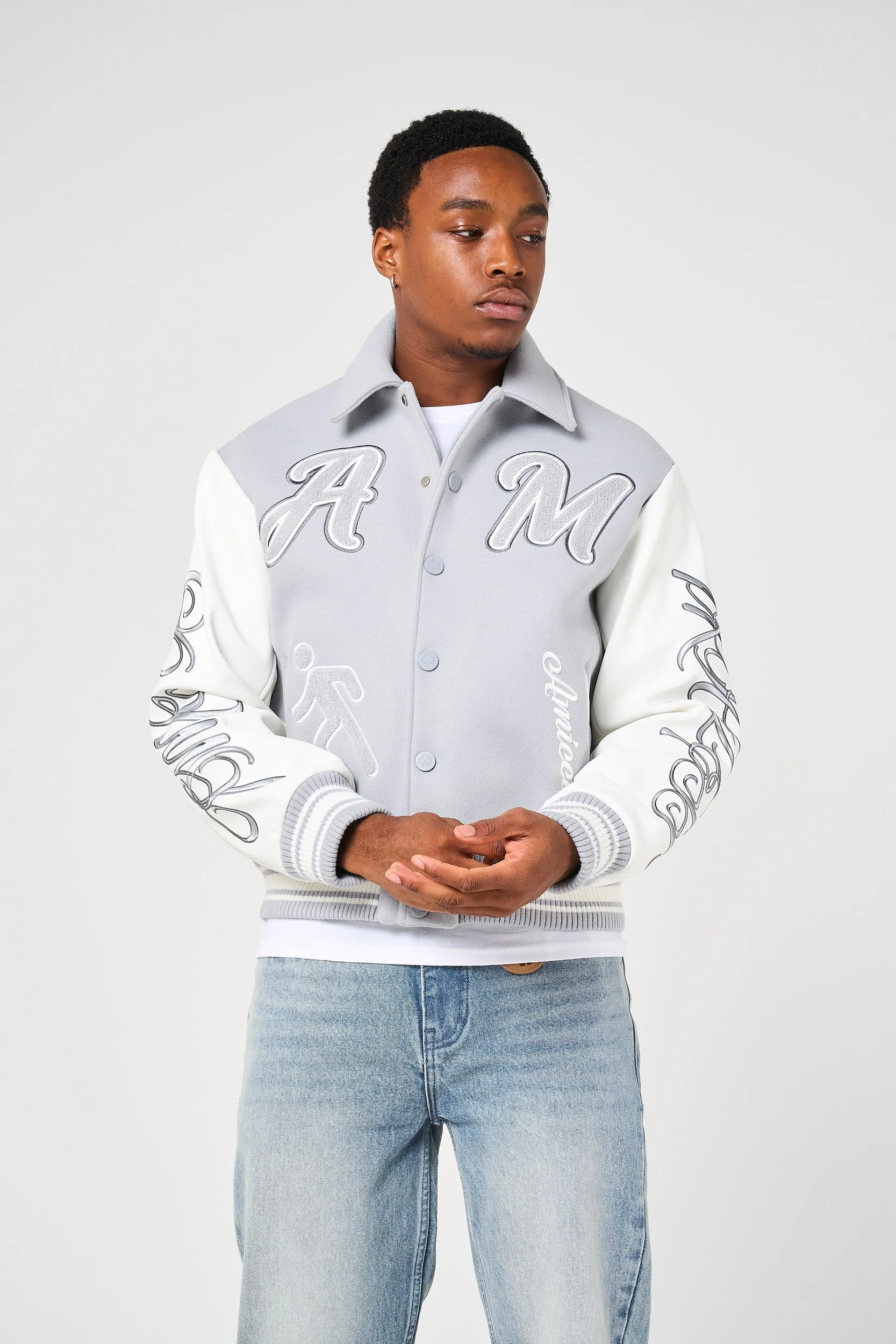 Lusso Grey Varsity Jacket - Image 4