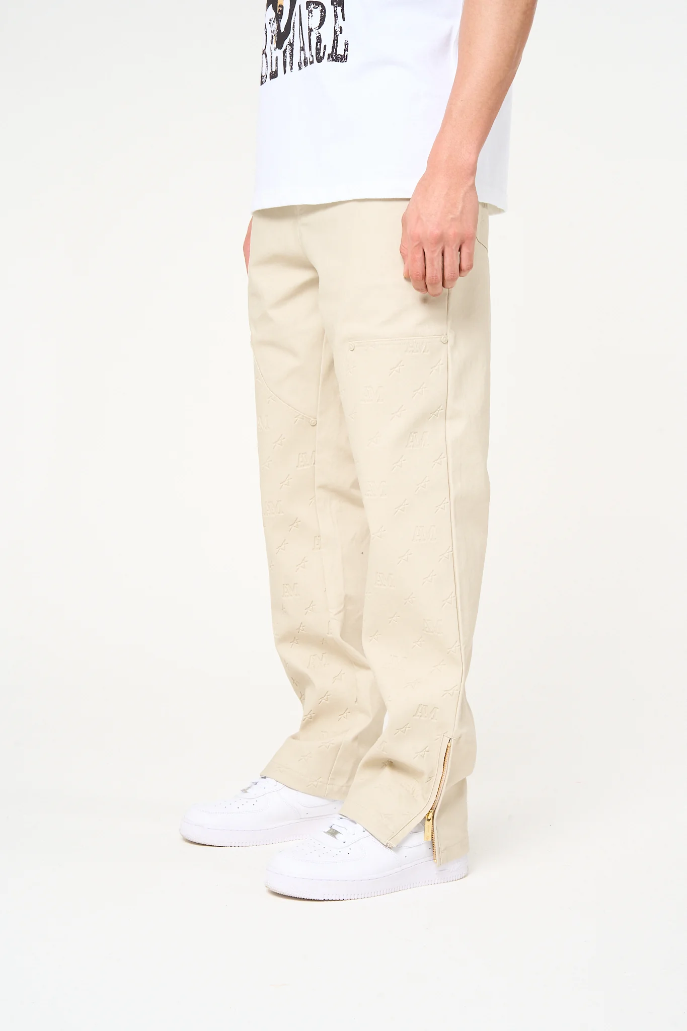 Maceo Embossed Carpenter Pants Beige - Image 2