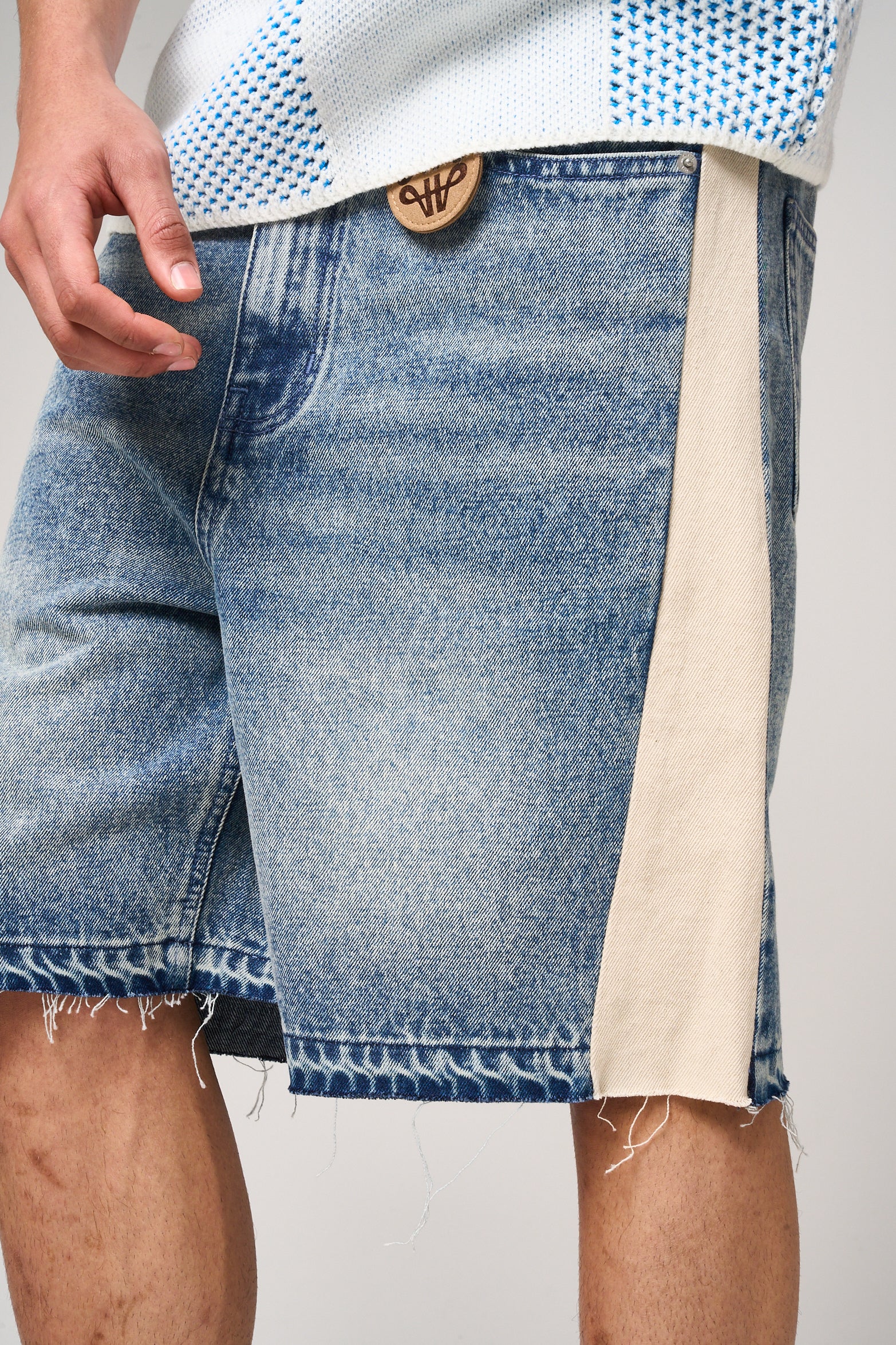 Maranello Mid Blue Denim Shorts - Image 5