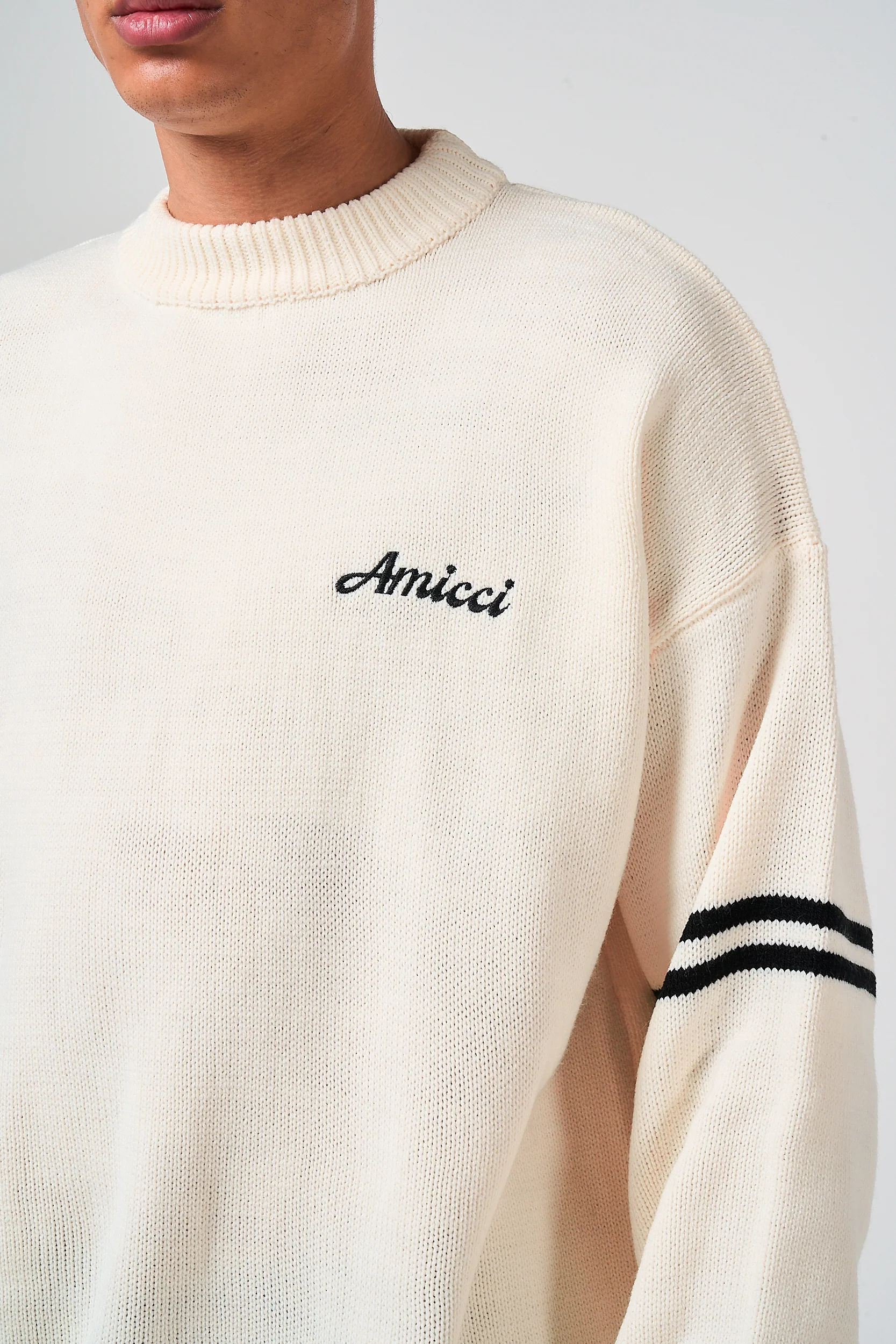Nantes Long Sleeve White Knitted T Shirt - Image 4