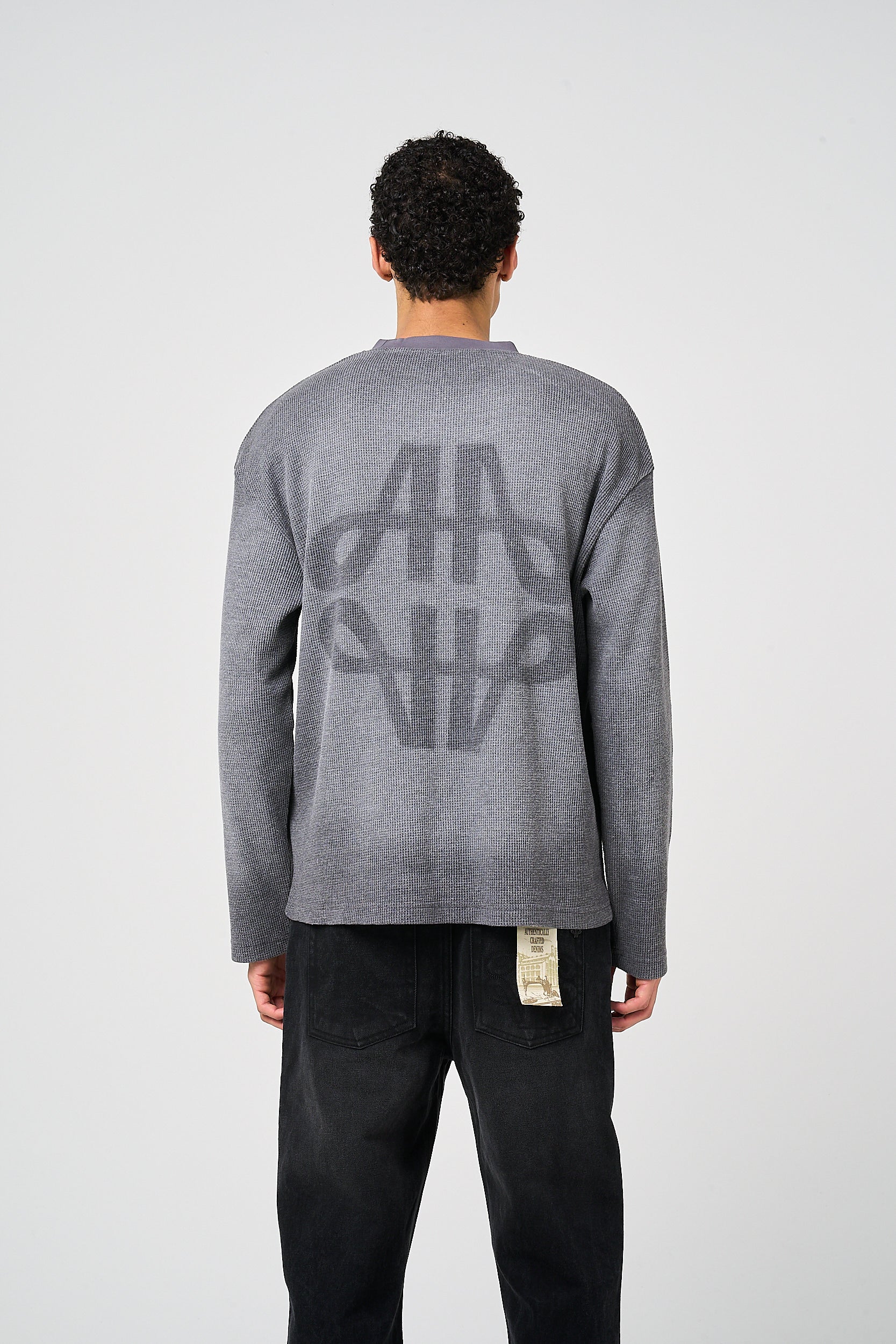 Pandan Grey Waffle Long Sleeve T Shirt - Image 5