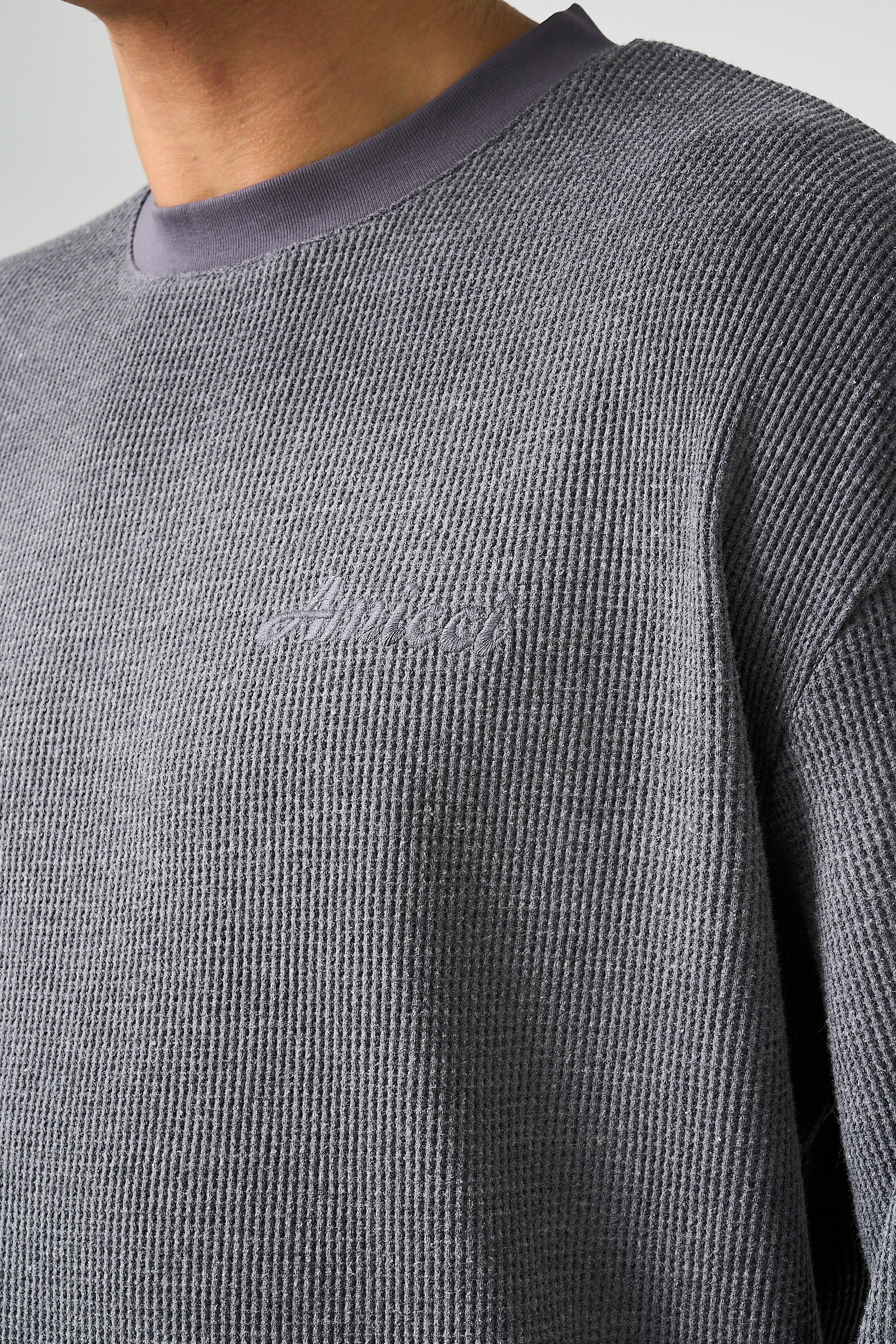 Pandan Grey Waffle Long Sleeve T Shirt - Image 6