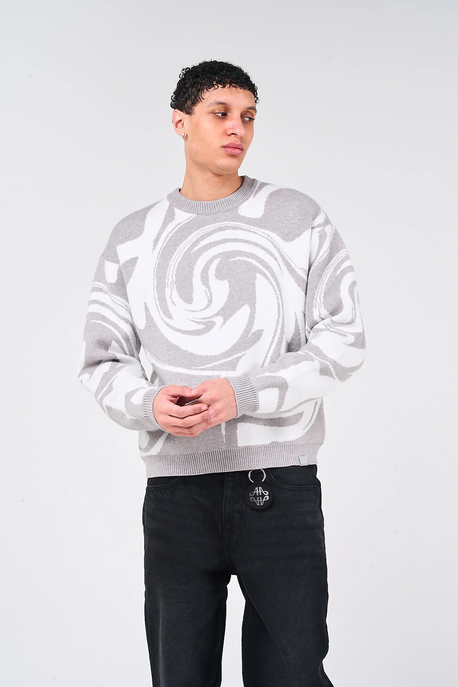 Pierce Grey Knitted Sweatshirt - Image 2