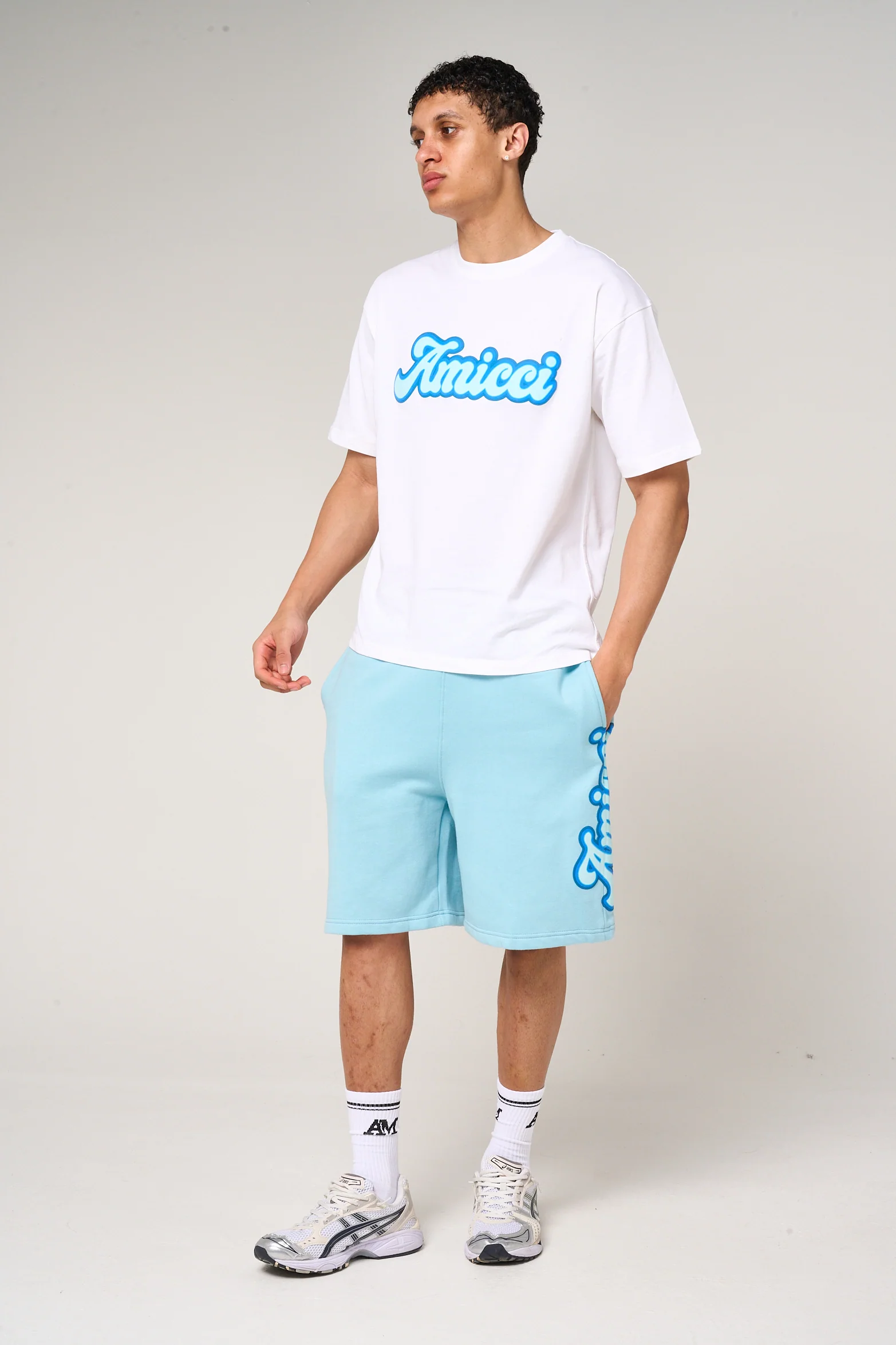 Rachid Logo Print T Shirt Blue - Image 4