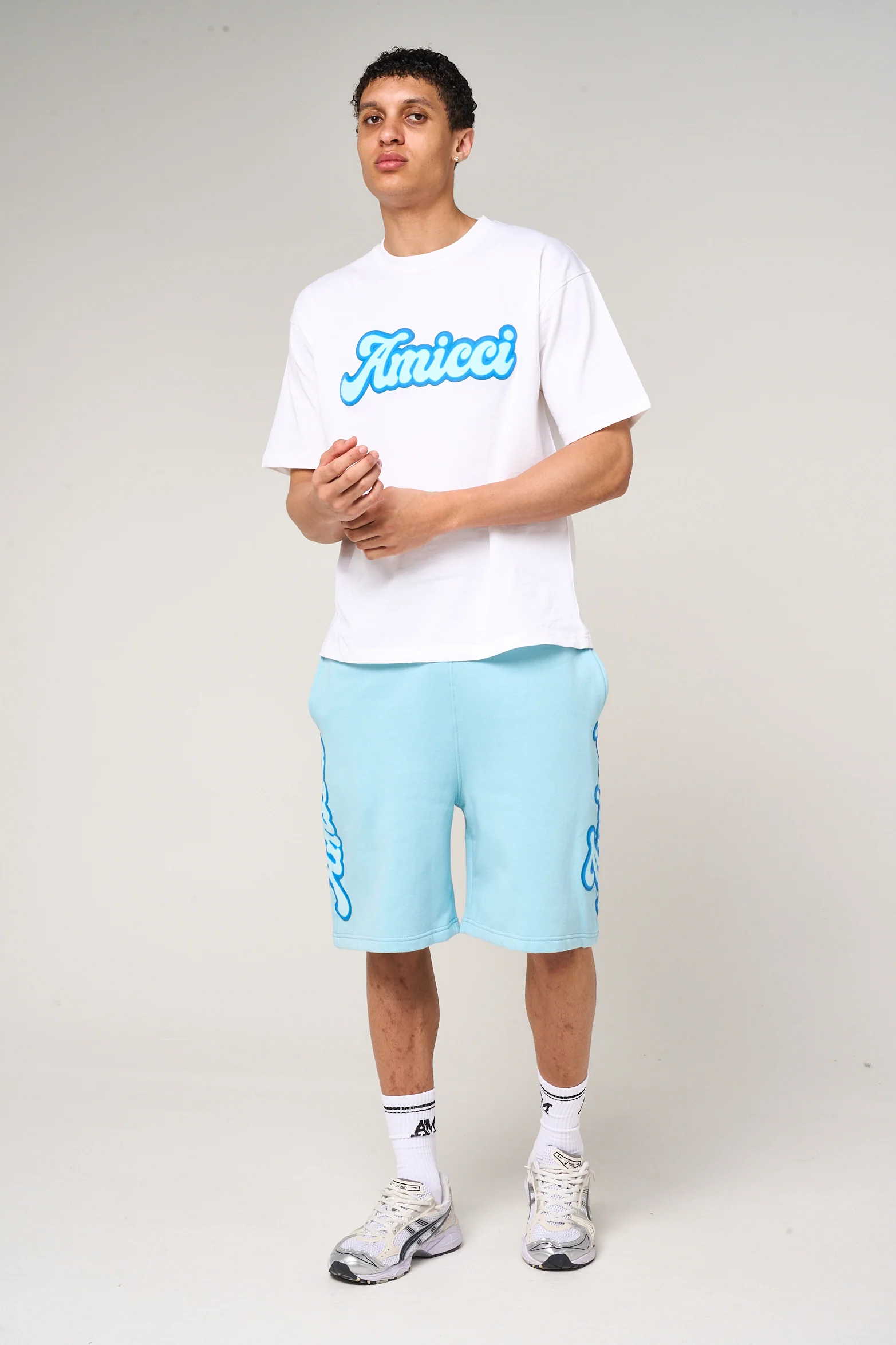 Rachid Puff Print Shorts Blue - Image 5