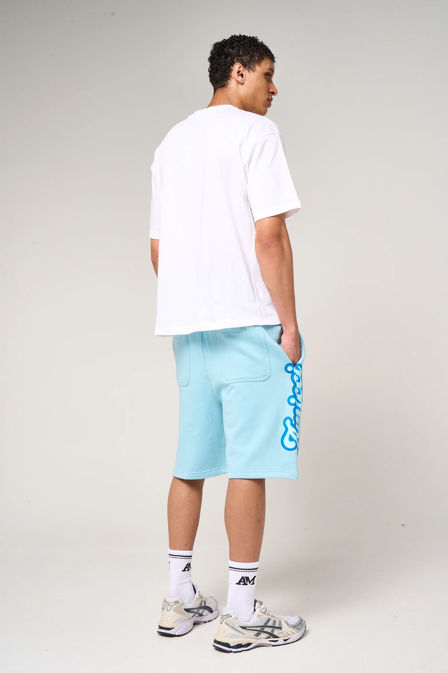 Rachid Puff Print Shorts Blue - Image 6