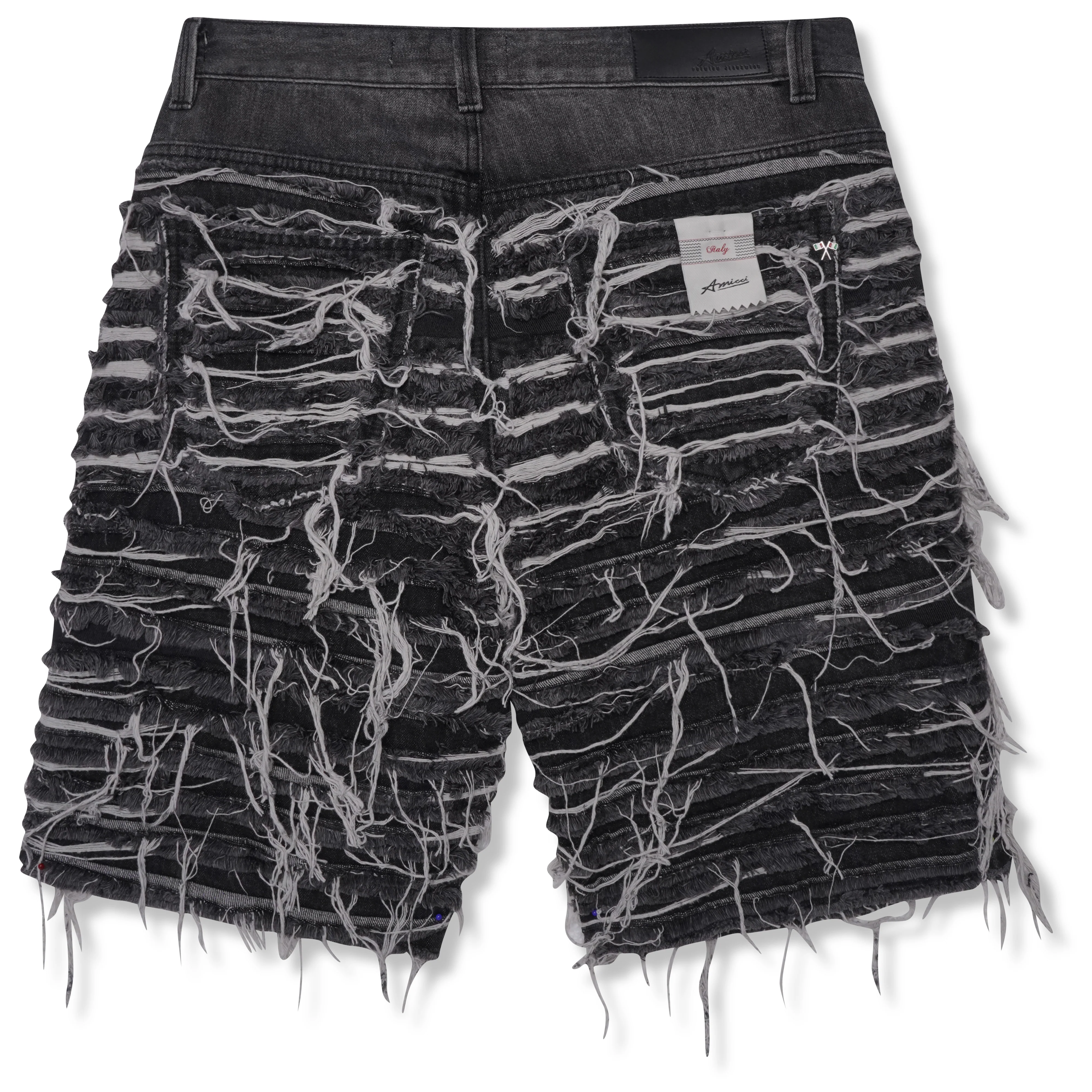 Sassari Frayed Black Denim Shorts - Image 5