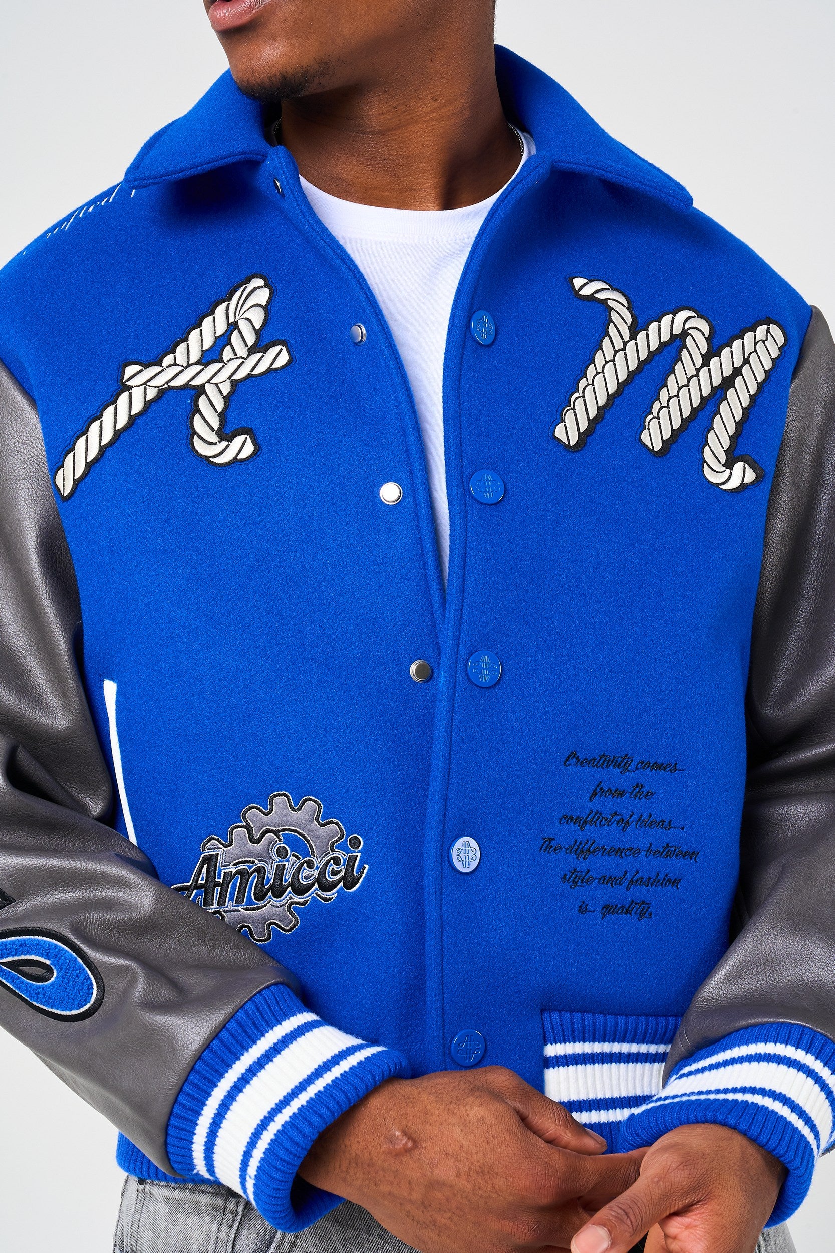 Taras Navy Varsity Jacket - Image 3